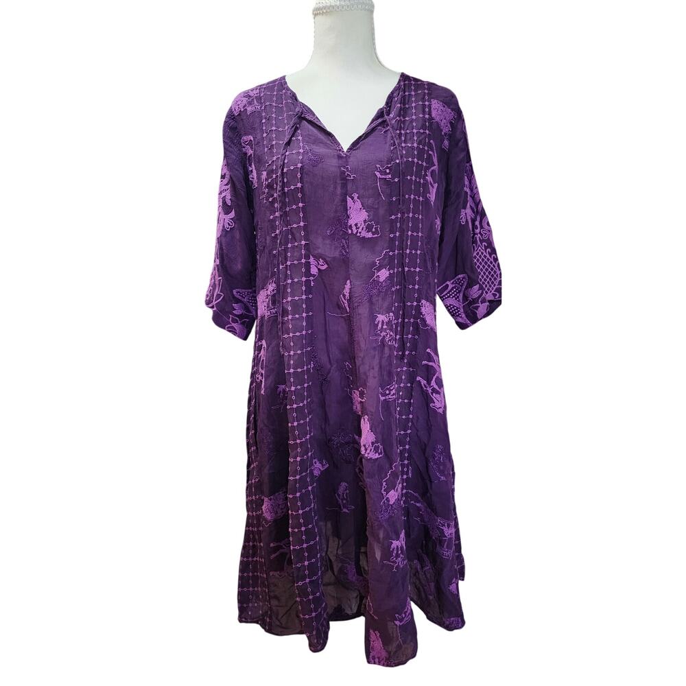 Johnny Was Runswick Lora Tunic Grape Royale Size Small Horses Boho Rayon C22522